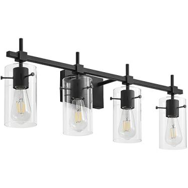 Imagem de SOLFART Luminária De Vaidade Com 4 Luzes Pretas Para Banheiro Sobre Espelho