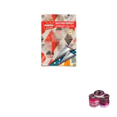 Imagem de Kit Saco Metalizado 30x44cm com 50 Unidades e Fita Cetim 22mm x 50 Metros