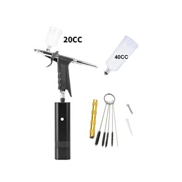 Imagem de Kit de Airbrush Recarregável com Gravidade Gatilho Tipo Pistola de Pulverização para Modelo de Arte Pintura Corporal Artista Maquiagem Nape Tattoos Bolo Ferramentas(TM80S Black E)
