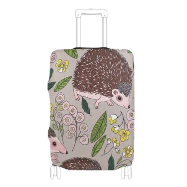 Imagem de Joisal Cute Hedgehogs Flowers Leaves Luggage Protector Cute Suitcase Protection Suit Case Vacation Essentials Mala de viagem, P, serve para capa de 45 a 50 cm, Lindas folhas de flores de ouriços, S 18