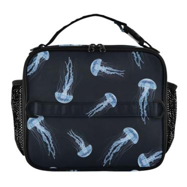 Imagem de Joisal Lancheira com estampa de água-viva leve para mulheres, meninas, lancheira masculina e infantil, lancheira para trabalho, bolsa térmica para adultos