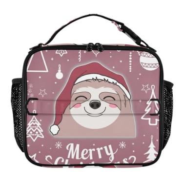Imagem de Joisal Lancheira fofa de Natal preguiça para mulheres, meninas, lancheira com alça de ombro, masculina, crianças, lancheira para trabalho e adultos, linda bolsa térmica floral