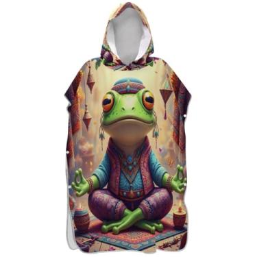 Imagem de Joisal Poncho de surf absorvente trocador adulto toalha de natação com capuz bonito engraçado boho sapo ponchos femininos com capuz