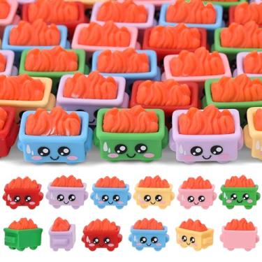 Imagem de GGSTDDUP 48 peças mini estatuetas de lixeira de fogo, forma de lixo de resina com fogo, acessórios de mesa de lixo emocionais, decoração de mesa engraçada para funcionários, professores, colegas de