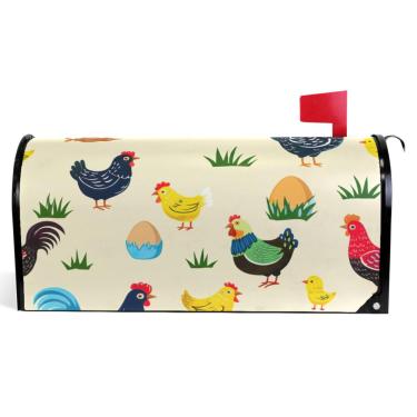 Imagem de TSENQUE Cute Farm Chickens Capas de caixa de correio decorativas amarelas capa de caixa de correio de vinil magnético outono férias à prova de intempéries decoração de caixa de correio tamanho padrão