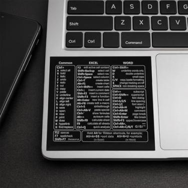 Imagem de 3 adesivos de atalho, adesivos de atalhos de teclado de guia de referência removíveis à prova d'água, folha de dicas de teclado para trabalho em casa (preto)