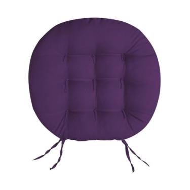 Imagem de Almofada Futon Redonda para Assento de Cadeira 40x40 cm com 9 Furos – Almofada Decorativa Espessa para Sala Quarto e Escritório (Roxo)