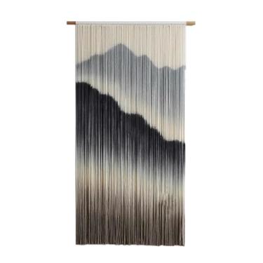 Imagem de Macrame Wall Hanging Tapeçaria de parede tingida em estilo chinês moderno, pintura minimalista paisagem tinta(Pattern 1,110X70cm/43.3X27.6in)