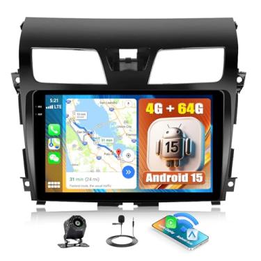 Imagem de [4G + 64G] Rádio automotivo para Nissan Altima 2013-2018 com carro sem fio CarPlay Android Auto, tela sensível ao toque de 10,1 polegadas, Android 15, estéreo automotivo com link espelhado, navegação