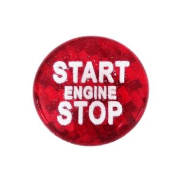Imagem de SG Store 1 peça de capa de botão de parada de partida do motor de carro adesivos decorativos de fibra de carbono compatível com Mini Cooper R55 R58 R60 R59 1,9 cm vermelho
