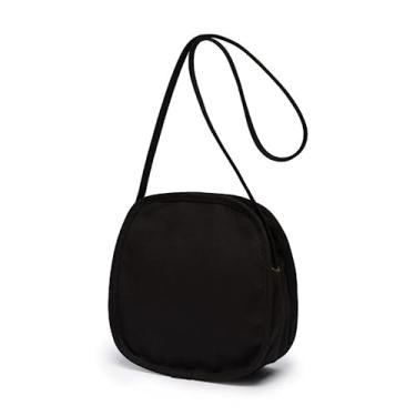 Imagem de YONBEN Bolsa redonda pequena de lona — bolsas transversais femininas de design redondo exclusivo para moda e grande capacidade, Preto, Large