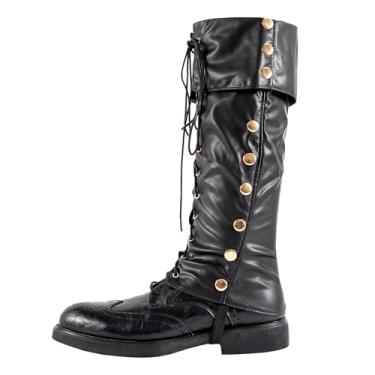 Imagem de NUMJAW Fantasia De Pirata, Capas Botas Ajustáveis, Couro Medieval, Steampunk, Renascentista, Perna, Polainas, Cavaleiro, Guerreiro, Cosplay