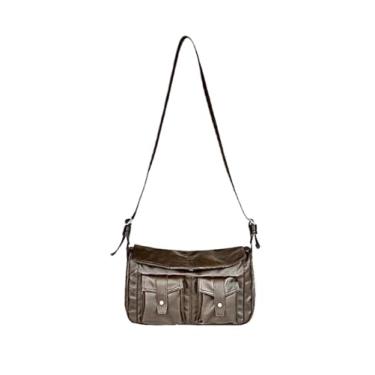 Imagem de Bolsa tiracolo vintage de couro macio - bolsa carteiro unissex para moda urbana, Marrom, 12inch