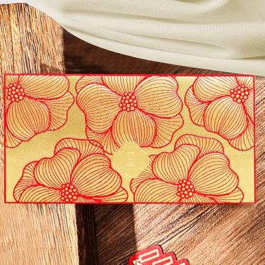 Imagem de Envelopes de dinheiro da sorte vermelhos chineses tradicionais, pacote com 6, design floral de folha dourada para ano novo lunar, casamentos, aniversários, vermelho