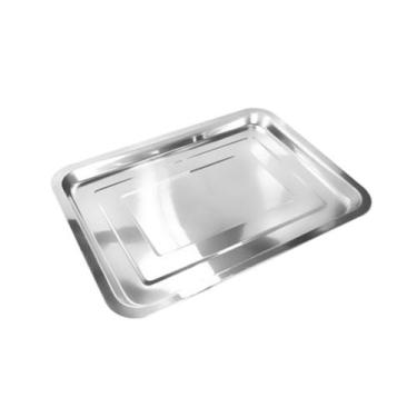Imagem de Bandeja Retangular de Inox 32x22cm Ideal para Servir Acomodar Alimento