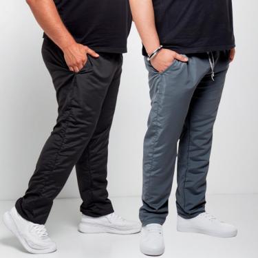 Imagem de Kit 2 Calça Masculina Tactel Plus Size Lisa Casual Esportiva Popular-Masculino