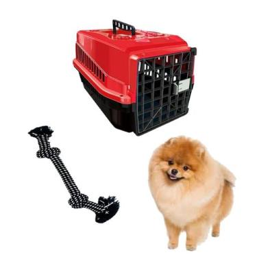 Imagem de Caixa Transporte Cachorro Pequeno N1 + Mordedor Nó Chalesco - MecPet
