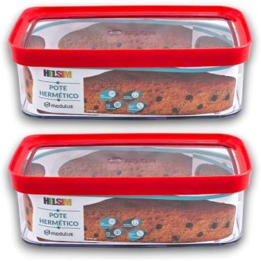 Imagem de Kit 2 Potes Herméticos para Bolo de Forma 1.5L Acrílico Transparente H