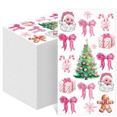 Imagem de Guardanapos de papel de Natal rosa Janlaugh, 100 peças, 40x33 cm