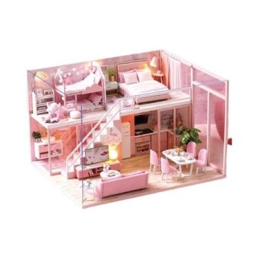 Imagem de Casa De Bonecas Miniatura 3D De Madeira Para Montar Com Kit De Móveis,