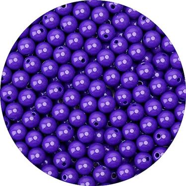 Imagem de BONNY BOXX 200 peças de contas redondas lisas de acrílico roxo profundo de 10 mm, bolas de chiclete de resina plástica para fabricação de colar e pulseira, suprimentos de artesanato