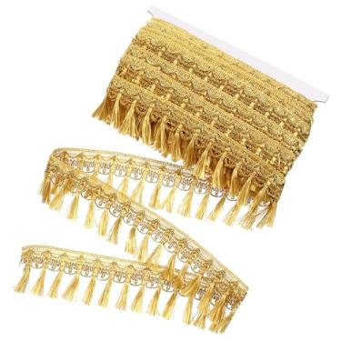 Imagem de Acabamento de franja dourada, 20 metros, fita de renda com borla metálica dourada de 5 cm de largura, acabamento de borla, bordas, fita de tecido trançado para costura, decoração de casa, cortinas