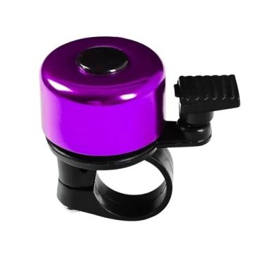 Imagem de Sino de bicicleta liga montanha estrada chifre som alarme campainha aviso segurança ciclismo guiador anel metal chamada mtb(Purple)
