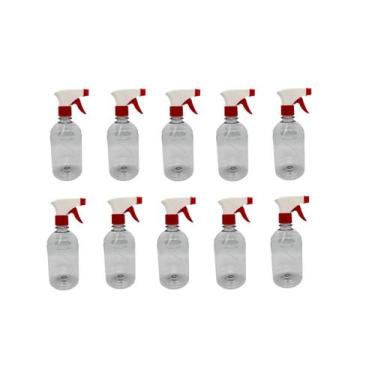 Imagem de Kit 10 Frasco Pulverizador / Borrifador 500ml - VERMELHO E BRANCO - NA