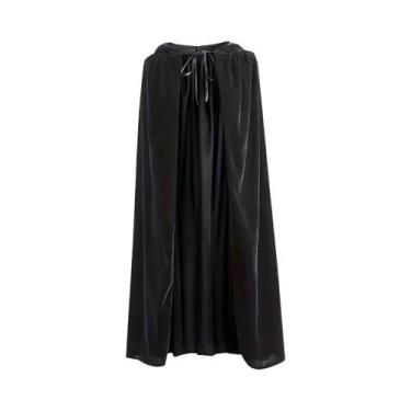 Imagem de Capa Medieval De Veludo Com Capuz Unissex Para Adultos, Fantasia De Va