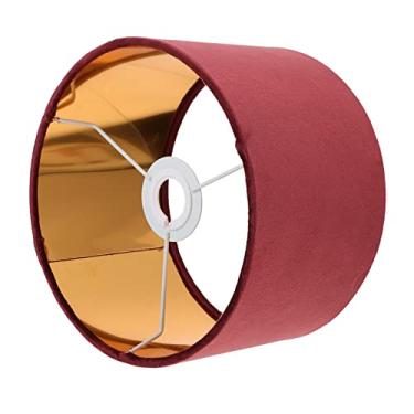 Imagem de Abajur de metal abajur de metal suporte de vela decoração ouro pano capa de luz lustre tambor abajur preto abajur abajur decoração acessório capa de luz de mesa capa de lâmpada de mesa (Color : Red,