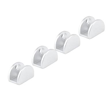 Imagem de Aqur2020 Suporte de Braçadeira de Vidro de 4 Pces, Suporte de Alumínio do Espaço para Janelas Com Parafuso de Retenção Antiderrapante, Cabe 5 8mm 6 10mm Espessura (Trompete semi-redondo [braçadeira