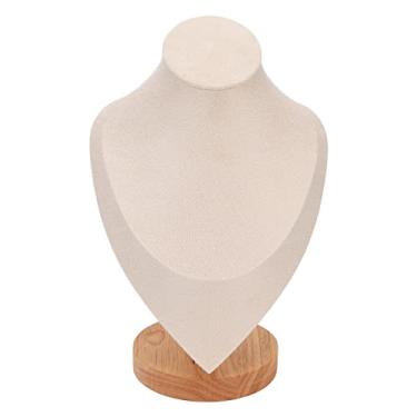Imagem de Suporte de exibição de colar elegante suporte de busto de joias de madeira Organizador de exibição de corrente de colar multiuso para lojas domésticas Feiras Preto Branco Cinza (Bege)