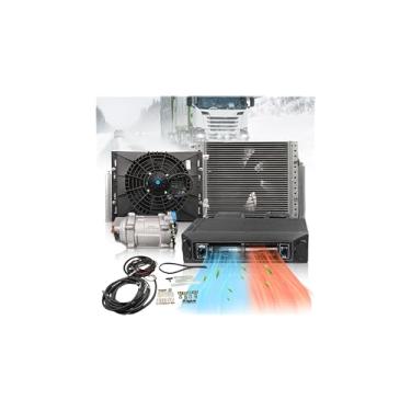 Imagem de Kit universal de 12 V 12000 BTU sob o painel de ar condicionado aquecimento e resfriamento 12 volts CC A/C, sistema de aquecedor CA com compressor condensador evaporador para carro, trailer, van