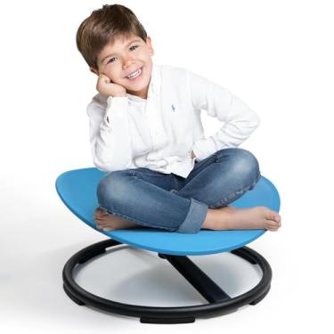 Imagem de LWuuywa Cadeira giratória sensorial infantil, cadeira giratória sensorial para crianças com autismo, cadeiras de treinamento de coordenação corporal, assento giratório, base de metal, design