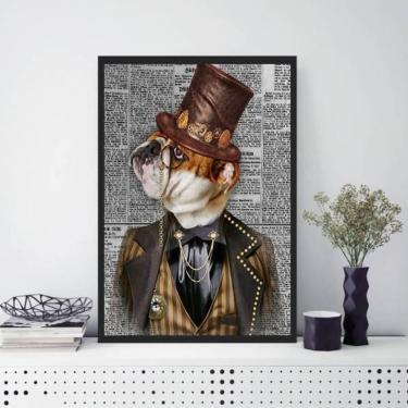 Imagem de Quadro Vintage Bulldog Inglês 24X18 Com Vidro Madeira Preta