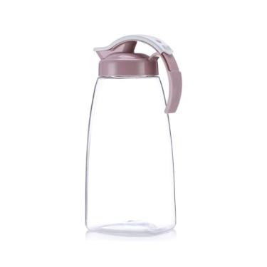 Imagem de Jarra de água de plástico de 2,15 L, resistente ao frio e a altas temperaturas, jarro de suco de frutas de grande capacidade, refrigerador doméstico, bule de chá, jarro de chá gelado (rosa)