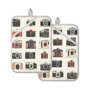 Imagem de STAYTOP Pacote com 2 pegadores de panela para câmera, almofadas quentes de forno resistentes ao calor com bolsos, conjuntos de suportes de panela antiderrapantes para cozinha, assar e cozinhar