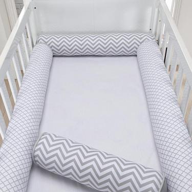 Imagem de Kit Berço Americano 4 Rolos Chevron Cinza