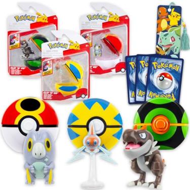 Imagem de Pokemon Clip 'N' Go Poke Ball Figurine Set - Bundle with 3 Figurines and Pokeballs Featuring Rotom, Frigibax, and Tyrunt Plus Cards | Pokemon Battle Pack Figures