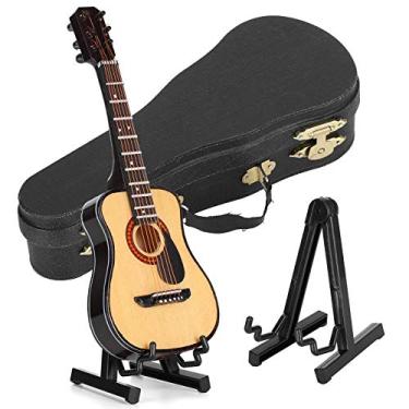 Imagem de Ainoli decoração de guitarra ornamentos em miniatura mini instrumento musical modelo presente artesanato preto 15cm