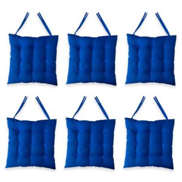Imagem de Kit com 6 Assentos Futon 40x40cm - Almofadas para Cadeira de Jantar, Pallet e Bancos, Confortáveis e Duráveis, Versáteis para Casa e Eventos (Azul Royal)