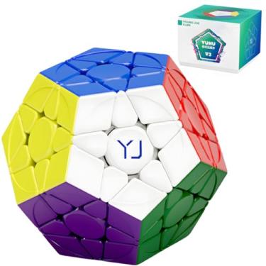 Imagem de Bukefuno Cubo magnético YJ yuhu Megaminx V3 3 x 3 sem adesivo mágico dodecaedro yongjun yuhu V3 M cubo magnético de 12 lados 3 x 3 x 3 pentagonal 2026 velocidade cubo quebra-cabeça