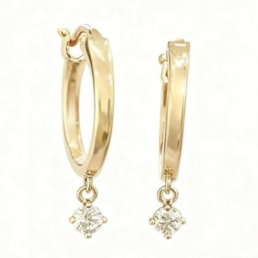 Imagem de Brincos de argola minimalistas de zircônia para mulheres, datas comemorativas, joias delicadas, One size, Cobre, Zircônia cúbica