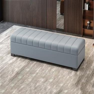 Imagem de Banco de armazenamento moderno para sala de estar com almofada, banco para quarto na extremidade da cama, banco de entrada com armazenamento, banco para entrada da porta da frente, banco de sapatos
