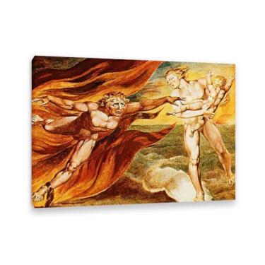 Imagem de The Good and Evil Angels William Blake arte de parede em tela famosa reprodução de pintura a óleo decoração de casa William Blake pôster elegante decoração de parede para sala de estar 70 x 50 cm (28