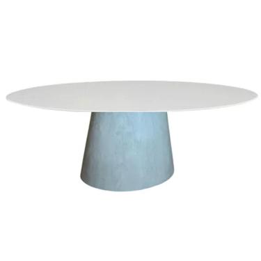 Imagem de Mesa De Jantar Cone 160X90 Cm Laqueda Cimento QueimadoBranco