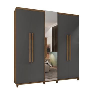 Imagem de Roupeiro 5 Portas Arezzo Cinamomo Grafite Com Espelho