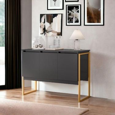 Imagem de Buffet Estilo Industrial 3 Portas Europa - Preto Dourado Preto Dourado