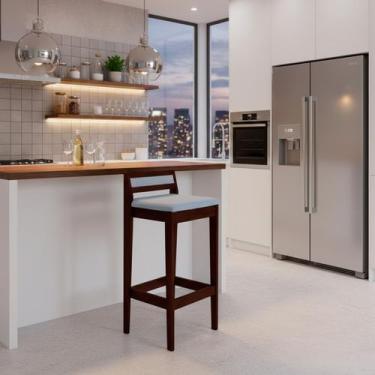 Imagem de Banqueta Baixa 70cm para Bancada Assento Estofado em Linho Cecilia cor