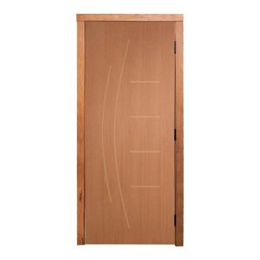 Imagem de Porta De Giro Frisada P- Verniz 210x80 F08 Smile Caixilho De Porta Medida 12